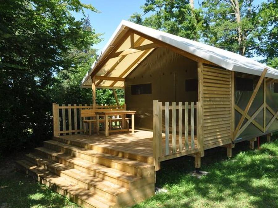 Tente en toile et en bois 5 personnes - LODGE, sans sanitaire 0