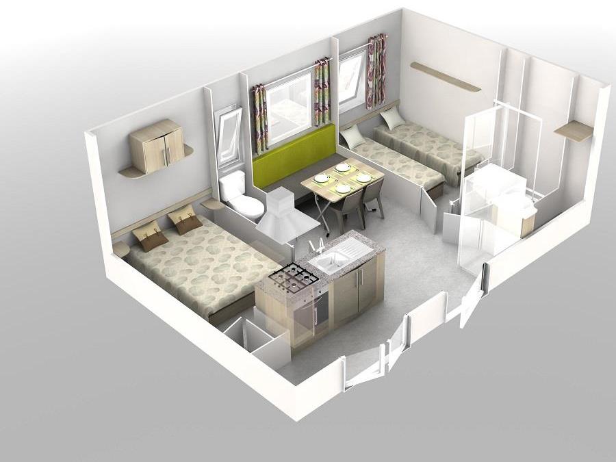 Mobilhome 4 personnes - Mobil home 26m2 + terrasse couverte. 4 pers 1