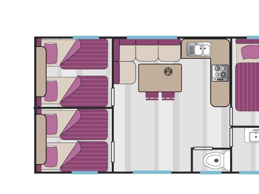 Mobilhome 6 personnes - Mobilhome PAVILLON - 3 chambres climatisées 6 pers 3