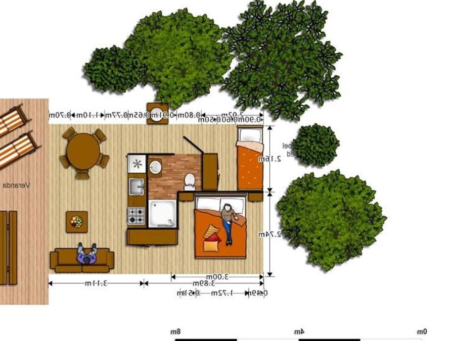 Tente en toile et en bois 4 personnes - HUTTE - 2 chambres avec salle de bains 4 pers 8