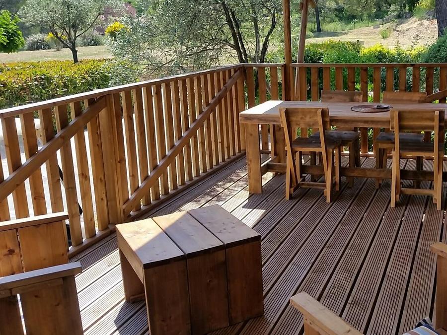 Tente en toile et en bois 4 personnes - HUTTE - 2 chambres avec salle de bains 4 pers 2