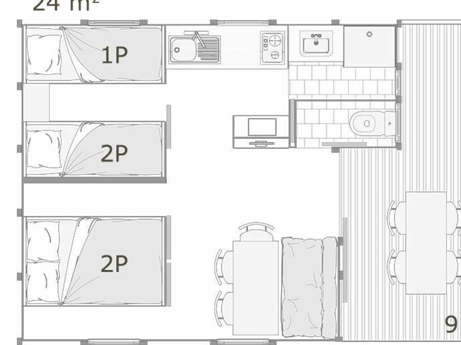 Bungalow 5 personnes - Bungalow PREMIUM 5 pers 9