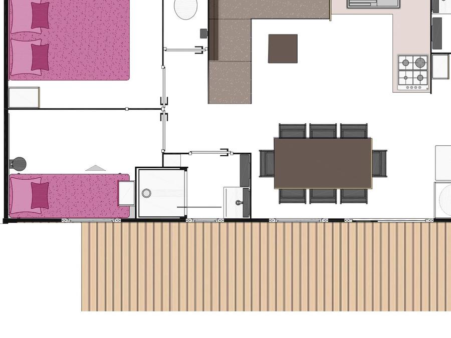 Mobilhome 8 personnes - Univers Family Plus 40 m² + 4 chambres + terrasse couverte 18 m² 7