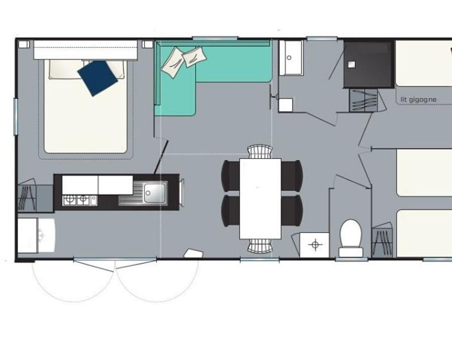 Mobilhome 6 personnes - Loisirs 3 chambres - TV 3