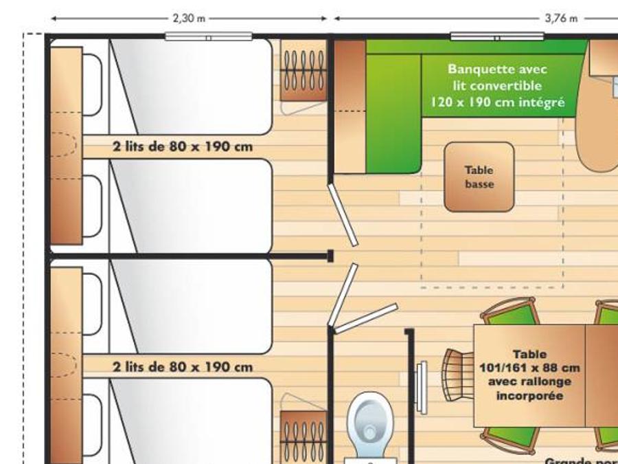 Mobilhome 6 personnes - C- Mobil-home Baltique 3 chambres 9