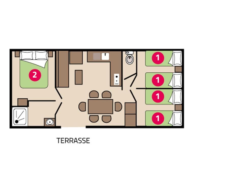Mobilhome 6 personnes - Famille Clim 6 personnes 2