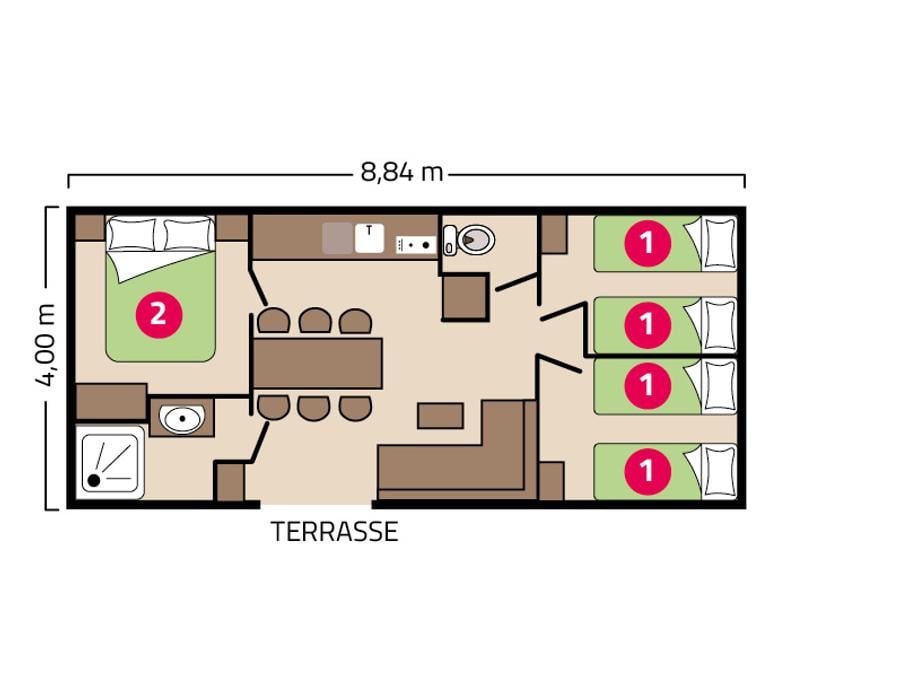 Mobilhome 6 personnes - MH Famille Eco Clim 6 pers 7