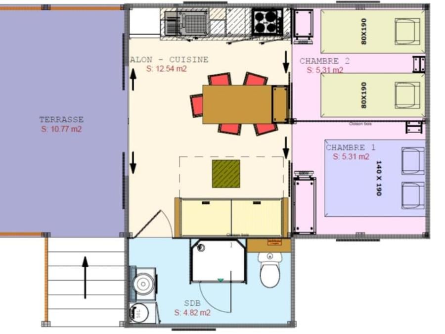 Tente en toile et en bois 4 personnes - Cosyflower Premium 38m² - 2 chambres + TV + draps + serviettes + terrasse semi-couverte 11m² 4/5 pers 7