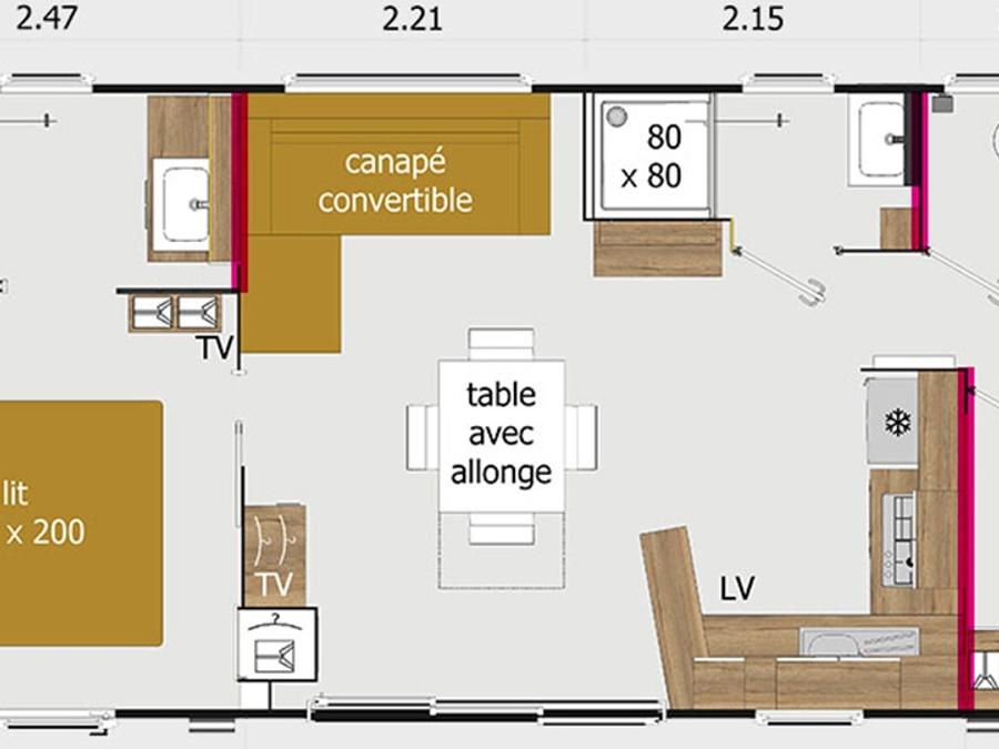 Mobilhome 6 personnes - New Valley - 3 chambres + terrasse + TV + SPA 6