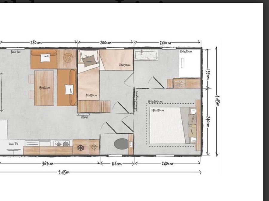 Mobilhome 4 personnes - Living - 2 chambres + terrasse intégrée 7