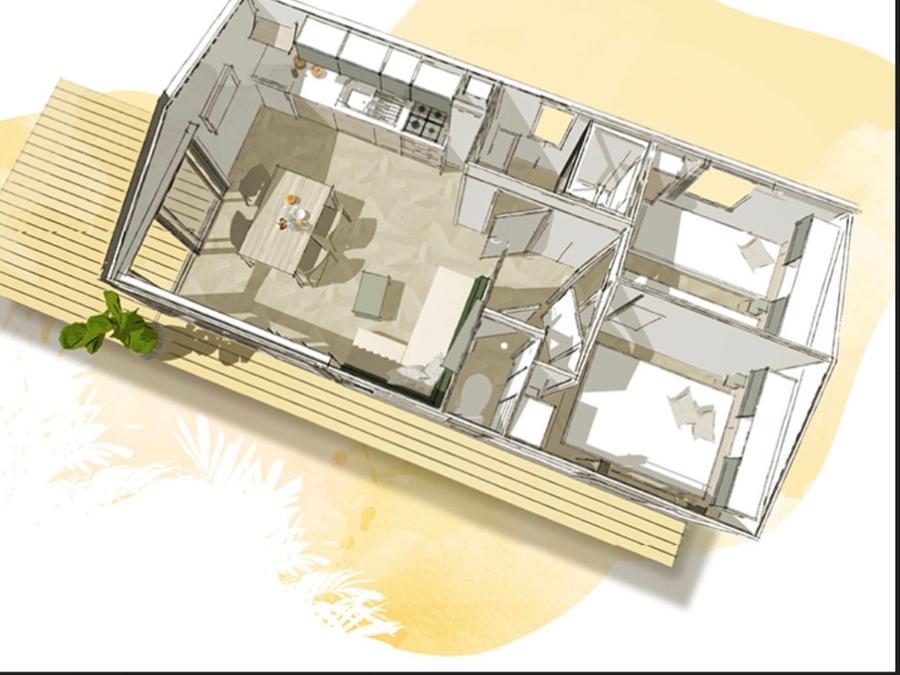 Mobilhome 4 personnes - Bergame2 avec véranda - 2 chambres 6