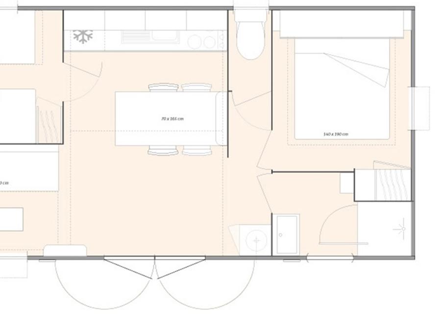 Mobilhome 4 personnes - Mobil-home Lilas - 2 chambres + terrasse semi-couverte 4