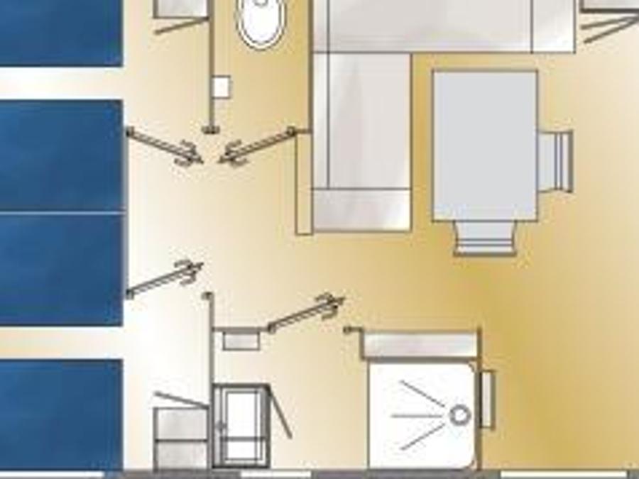 Mobilhome 6 personnes - Mobil home Confort 34m² - 3 chambres + terrasse semi-couverte 9m² 6 pers 4