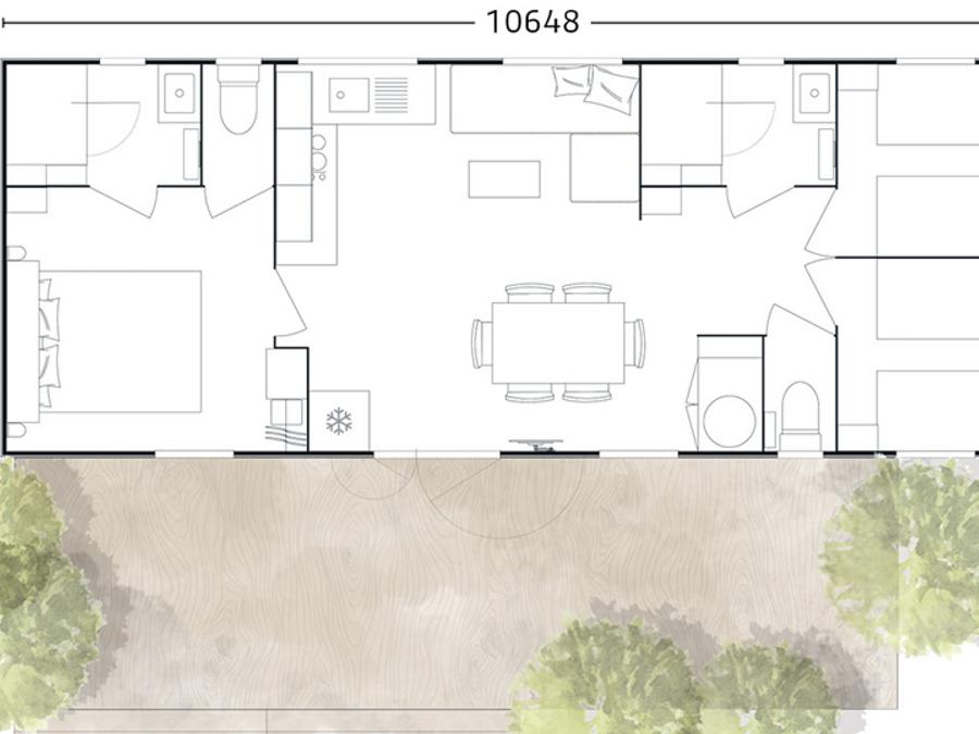 Mobilhome 8 personnes - Mobil-home Premium Rouffiac 41m² (3 chambres) 6/8 pers 6
