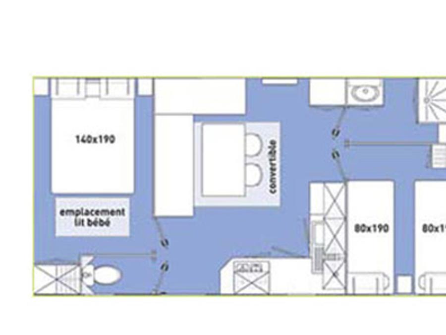 Mobilhome 6 personnes - Mobil-home STANDARD 2 chambres 28m² Terrasse Couverte 4/6 pers 3