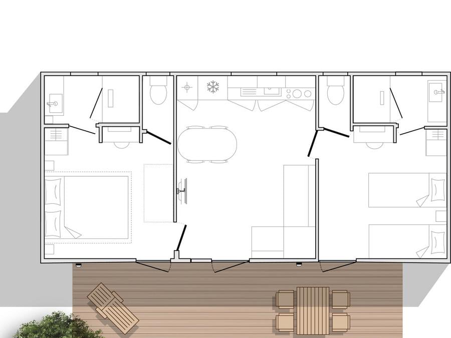 Mobilhome 4 personnes - Mobil home PREMIUM DOLIA - 4 personnes - 2 CH/2 SDB 2