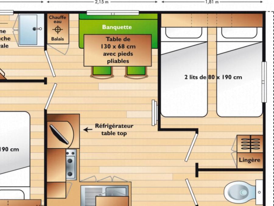 Mobilhome 4 personnes - Mobil home FAMILLE climatisé 4