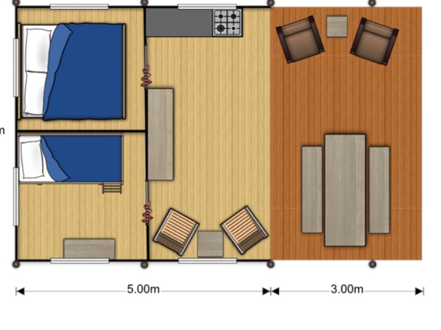 Tente en toile et en bois 5 personnes - Safari 5