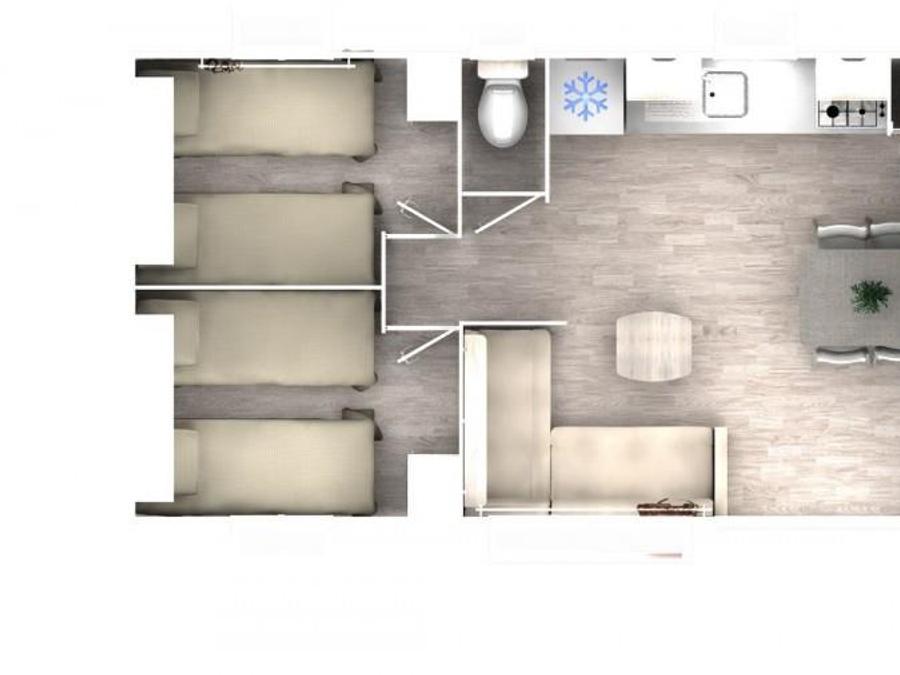 Mobilhome 6 personnes - Premium 35m² 3 chambres, Clim, Tv, lave-vaisselle 8