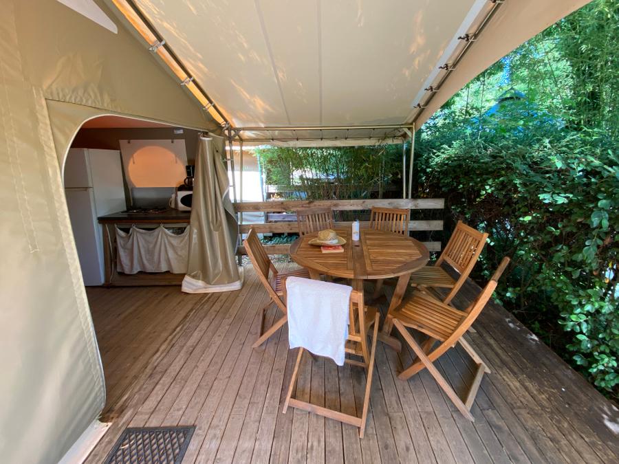 Tente en toile et en bois 6 personnes - Lodge Canada Confort (6p-3ch) 35m² sans sanitaires 8