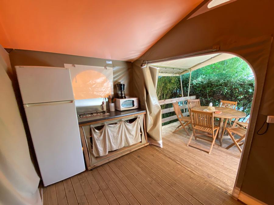 Tente en toile et en bois 6 personnes - Lodge Canada Confort (6p-3ch) 35m² sans sanitaires 9