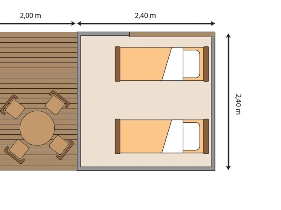 Tente en toile et en bois 2 personnes - Cyclolodge sans sanitaires, sans cuisine, 1 chambre 1
