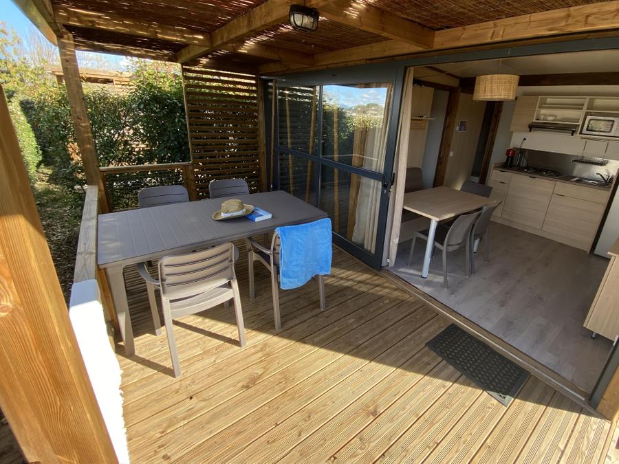 Chalet 5 personnes - NEW : Chalet Premium 37m² dont 12m² de terrasse couverte, 2 chambres, Clim, Tv, lave-vaisselle 8