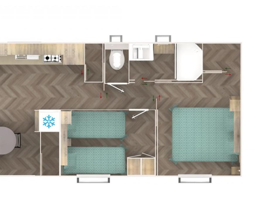 Mobilhome 4 personnes - Mobil-home Luxe 40m² (4p-2ch), Clim, Tv, Lv, lit 160,volets roulants, plancha, Nespresso 8