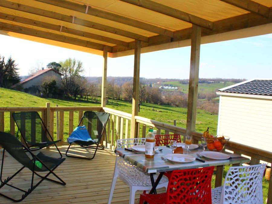 Mobilhome 4 personnes - Mobil-home PREMIUM 4p (33m²) , 2 chbres, clim, TV, Lave-vaisselle, terrasse, lit Queen Size 9
