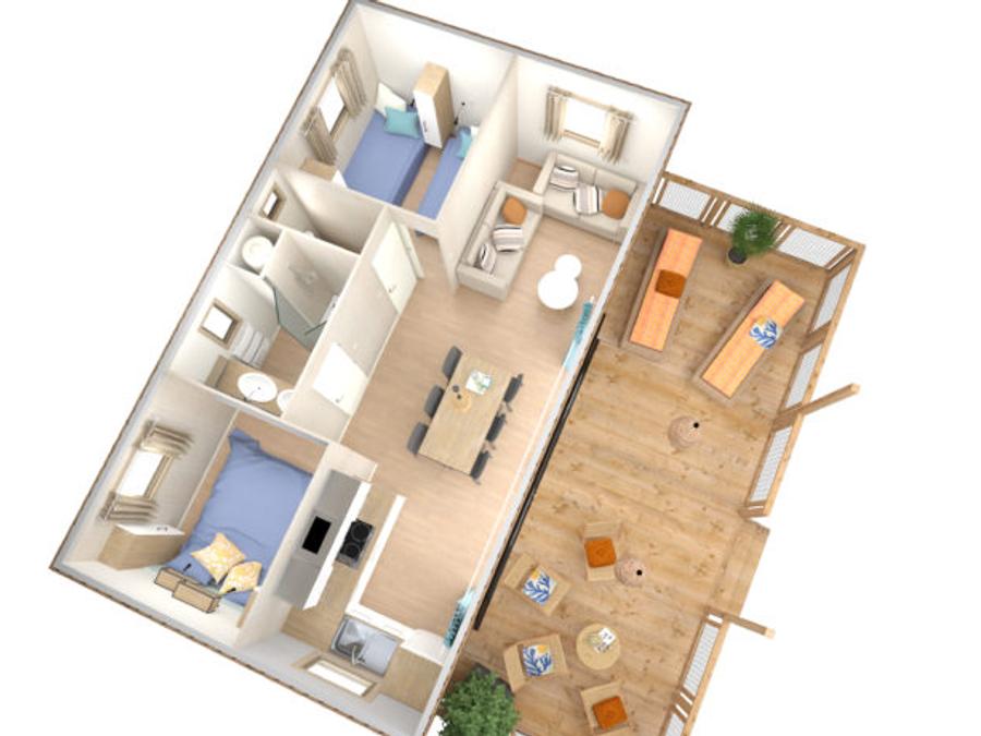 Chalet 5 personnes - Chalet Premium (35m²) avec terrasse couverte, 2 chambres 6