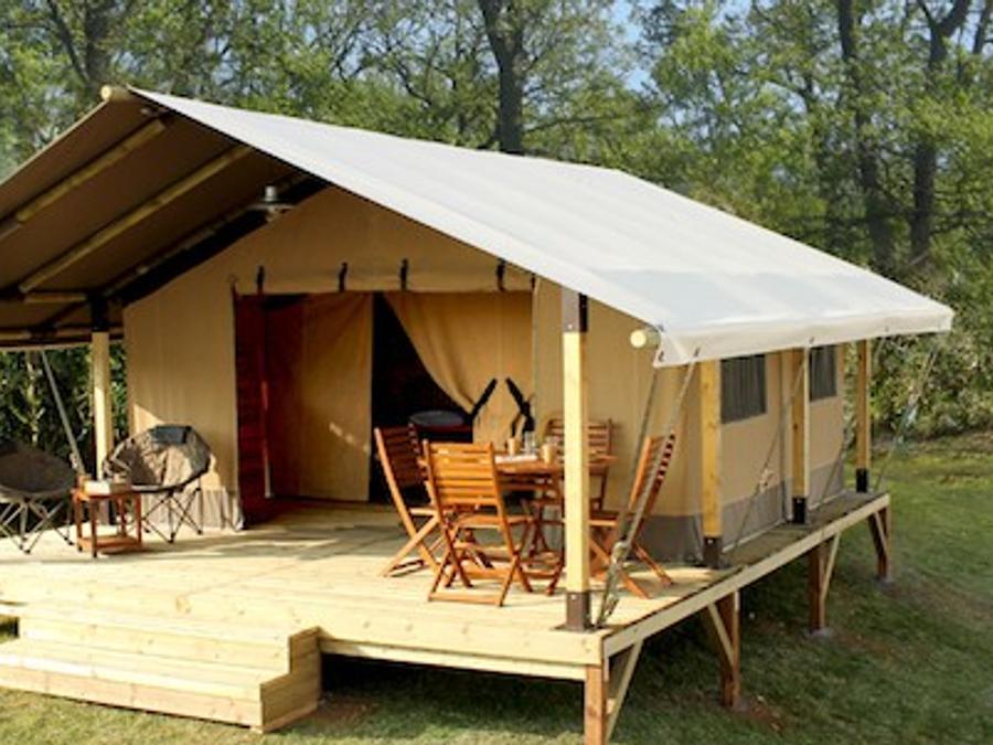 Tente en toile et en bois 5 personnes - Tente Safari KENYA 30m² - 2 chambres - sans sanitaires 5 pers 0