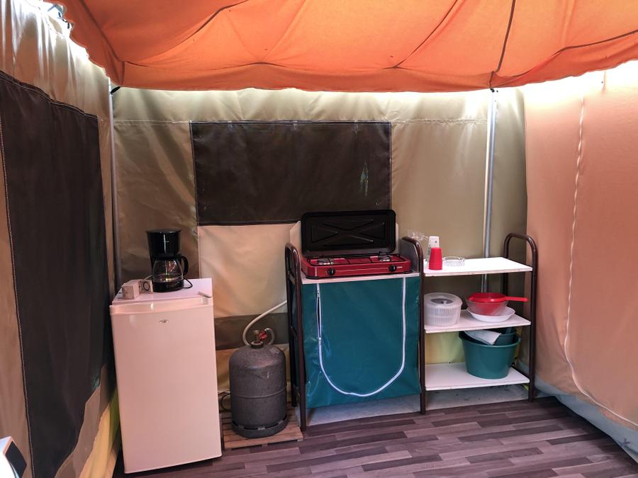 Tente 4 personnes - Bungalow toilé Caraïbes 20m² avec terrasse 10.5m² - sans sanitaire 2 chambres 4 pers 2