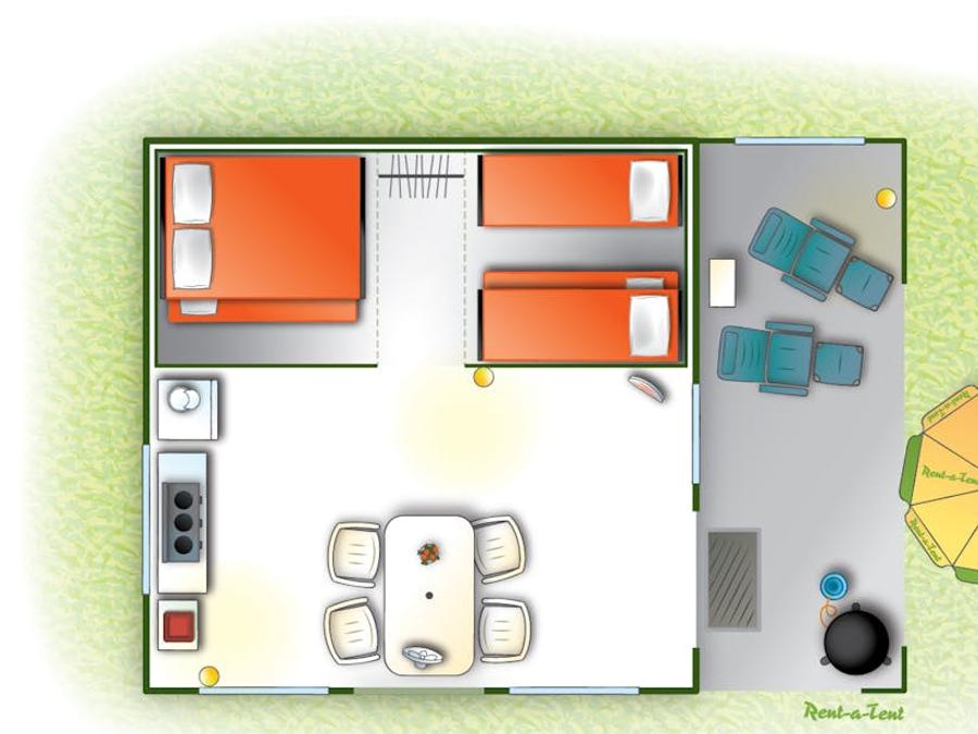 Tente 4 personnes - Tente Ciela Nature - 2 chambres (sans sanitaire) 1