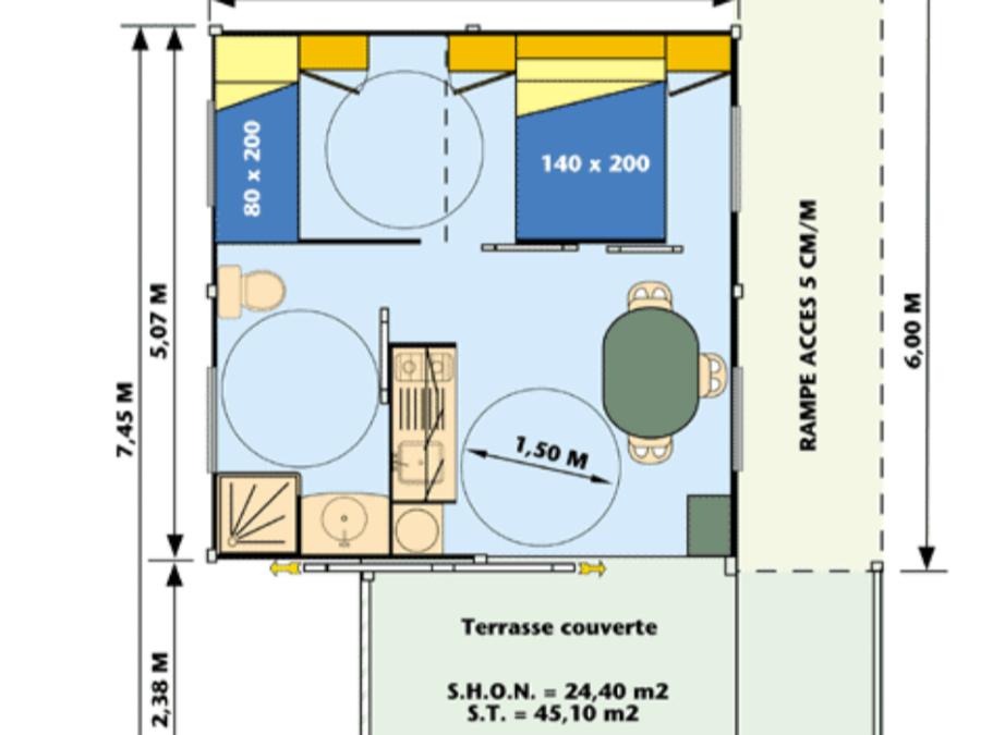 Chalet 3 personnes - Ciela Confort PMR - 1 chambre 3