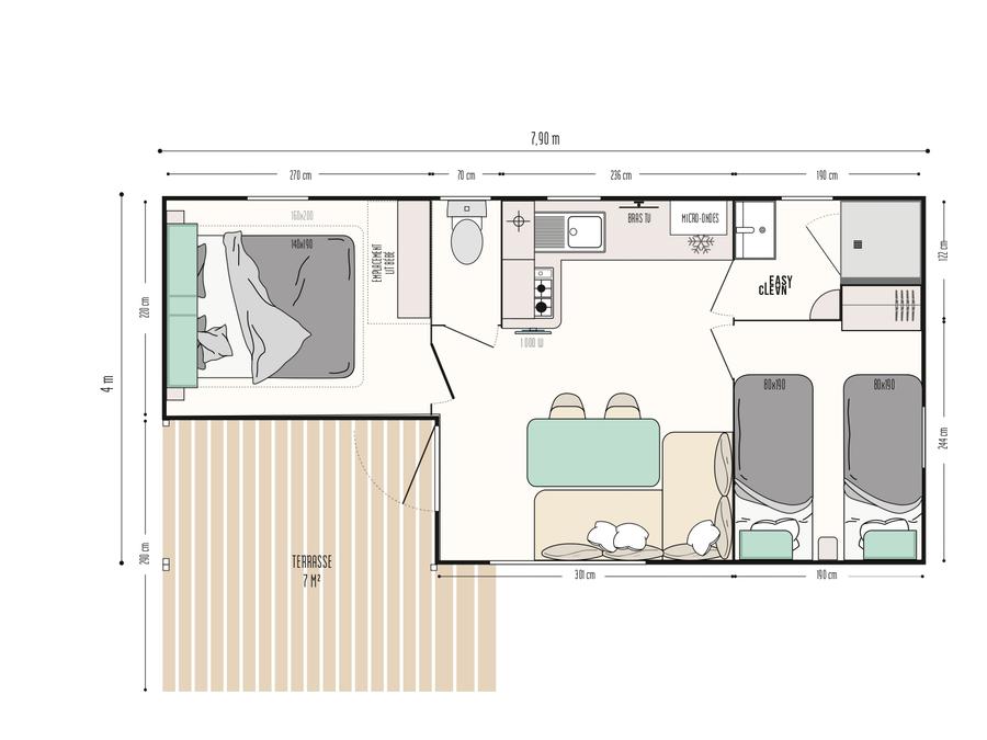 Mobilhome 5 personnes - Ciela Confort - 2 chambres 6