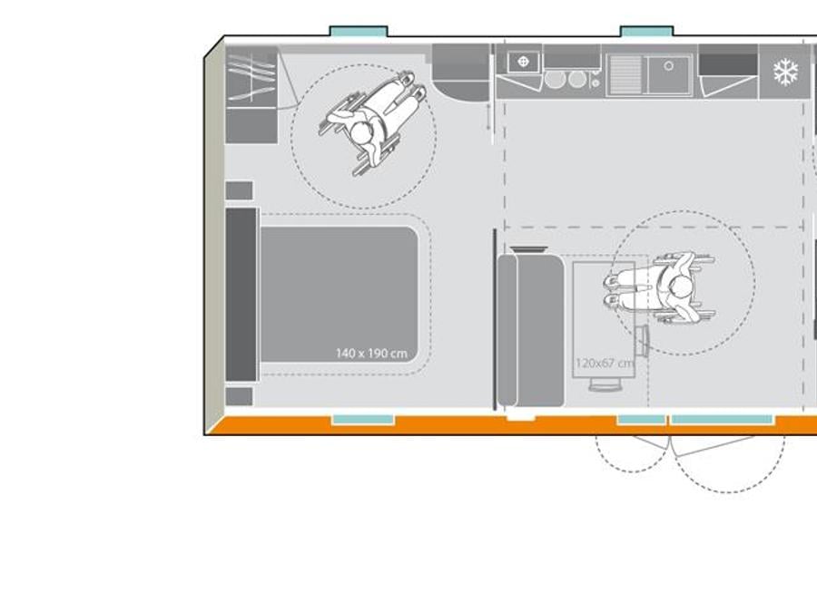 Mobilhome 4 personnes - Mobil Home PMR adapté pour personnes à mobilité réduite (2 chambres) 4