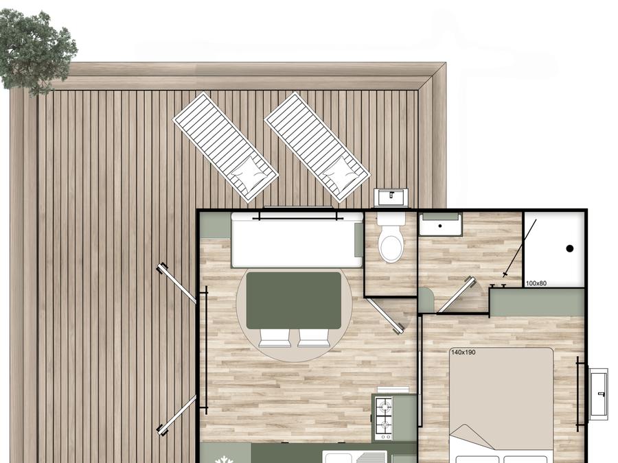 Mobilhome 2 personnes - Mobil Home Confort 20 m² (1 chambre) + terrasse 5