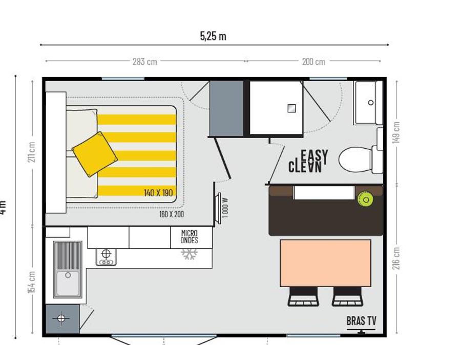 Mobilhome 2 personnes - Cahita Sûnelia Prestige 1 chambre 2
