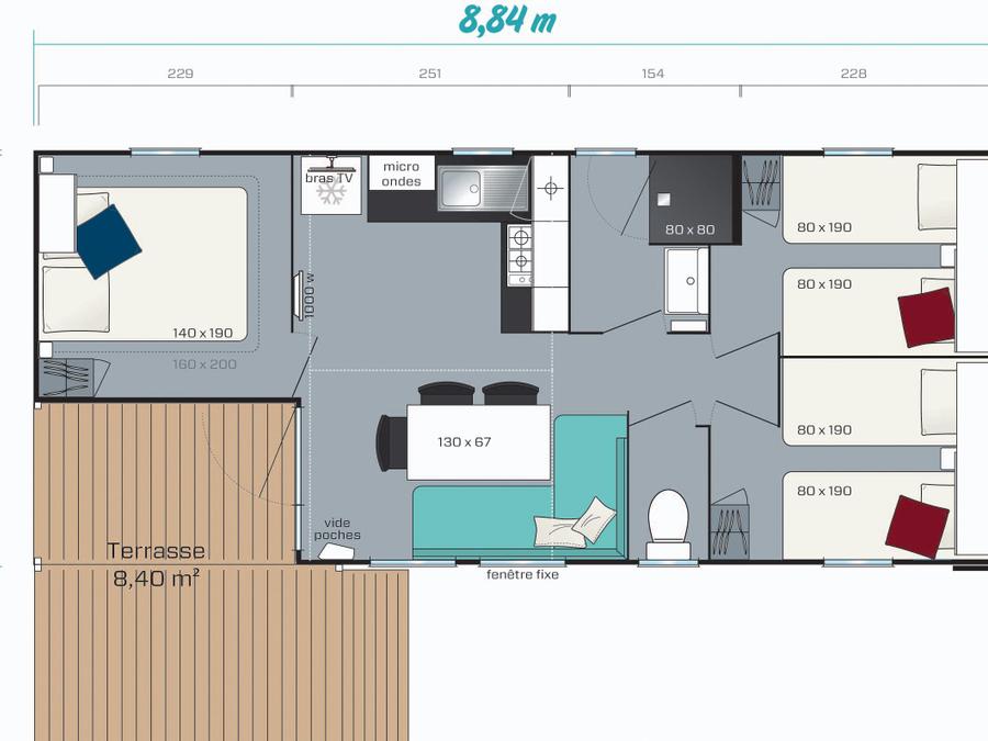 Mobilhome 6 personnes - Loggia Sunêlia Confort 3 chambres 4