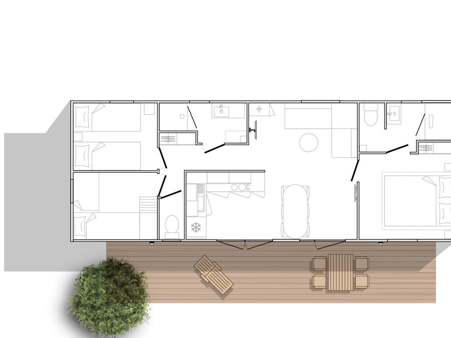 Mobilhome 6 personnes - Le Lupin Sunêlia Luxe 3 chambres - 2 salles de bain 3
