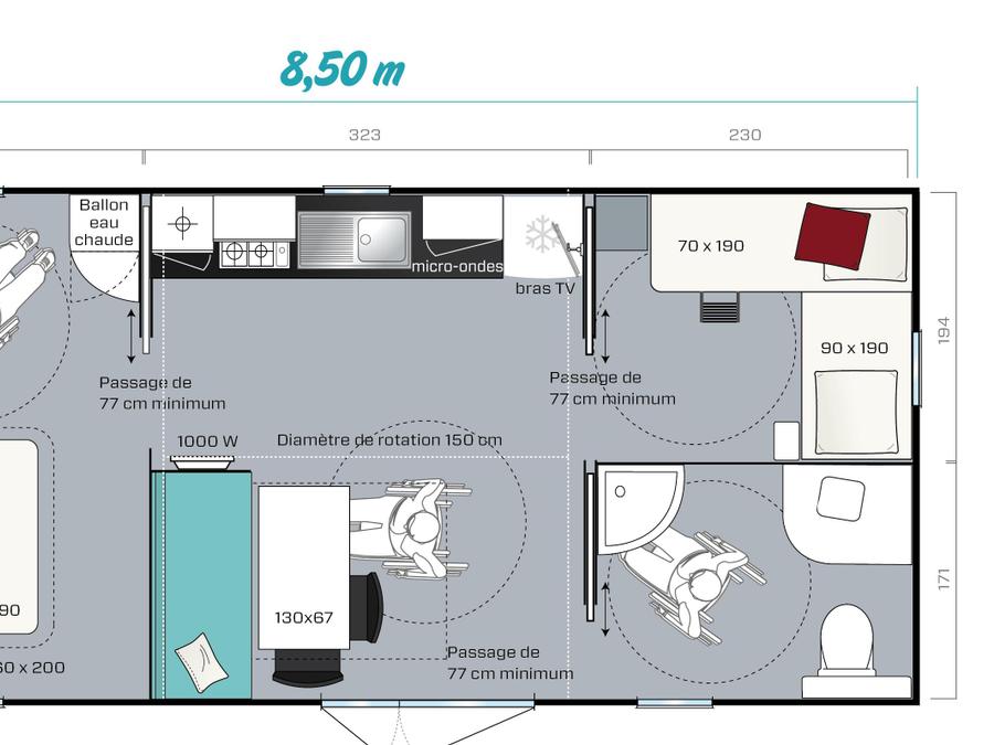 Mobilhome 4 personnes - Life Sunêlia Confort 2 Chambres - accessible aux personnes à mobilité réduite 7