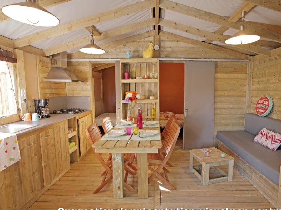Mobilhome 4 personnes - CosyFlower Premium 38m² - 2 chambres + terrasse couverte + TV + Draps + Serviettes 2