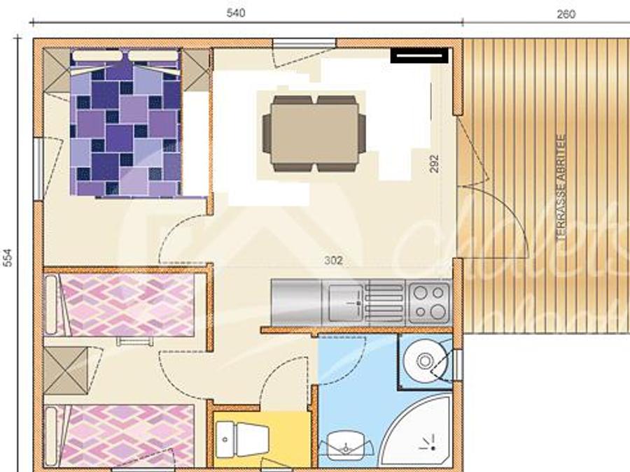 Chalet 5 personnes - Chalet CONFORT Monia 27 m² (2 chambres) + terrasse couverte de 10m² + clim réversible 4/5 pers 7