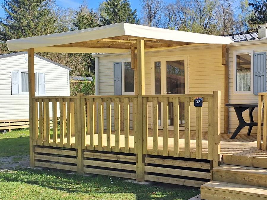 Mobilhome 6 personnes - Mobil home Bermudes Confort 30m² (3 chambres) + terrasse semi couverte de 18 m² + TV 6 pers 15