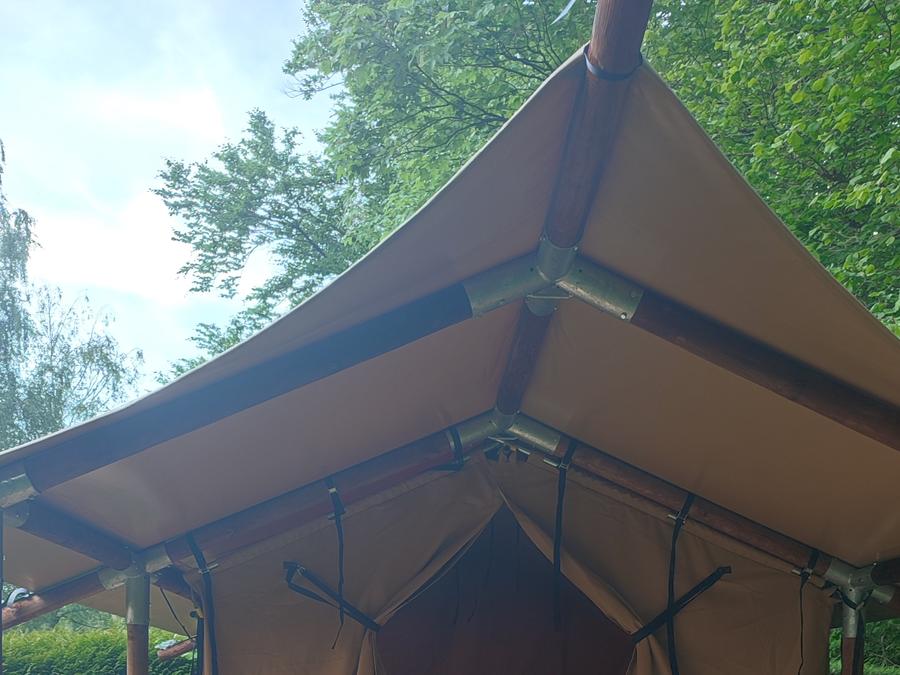 Tente en toile et en bois 2 personnes - Woodlodge Nature - 2 lits simple ou 1 lit double - Face à l'étang 2 pers 1