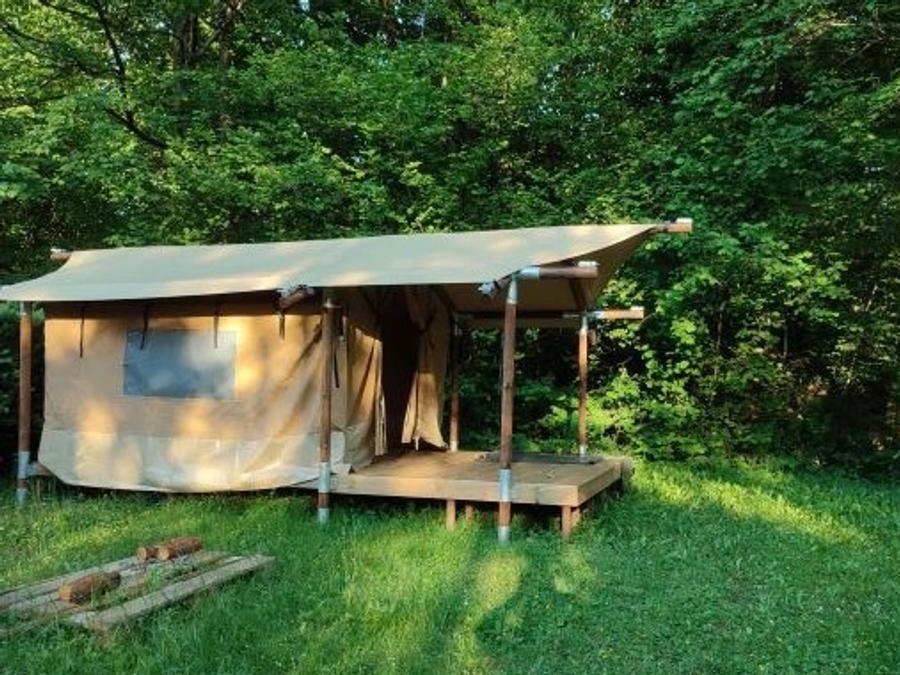 Tente en toile et en bois 2 personnes - Woodlodge Nature - 2 lits simple ou 1 lit double - Face à l'étang 2 pers 0