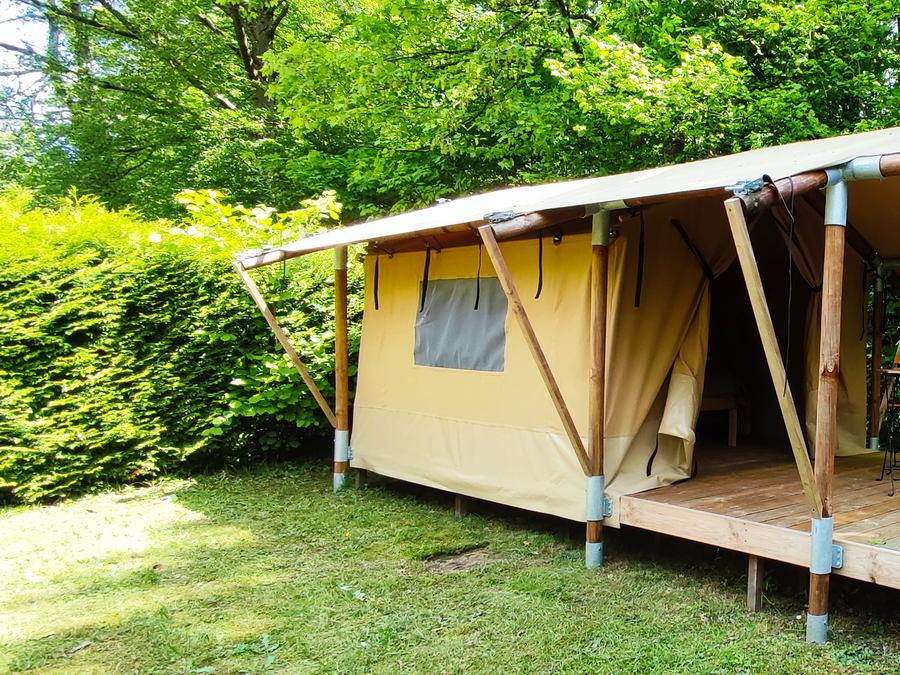 Tente en toile et en bois 2 personnes - Woodlodge Nature - 2 lits simple ou 1 lit double - Face à l'étang 2 pers 2