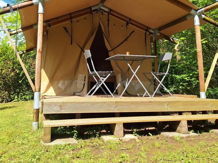 Tente en toile et en bois 2 personnes - Woodlodge Nature - 2 lits simple ou 1 lit double - Face à l'étang 2 pers 4