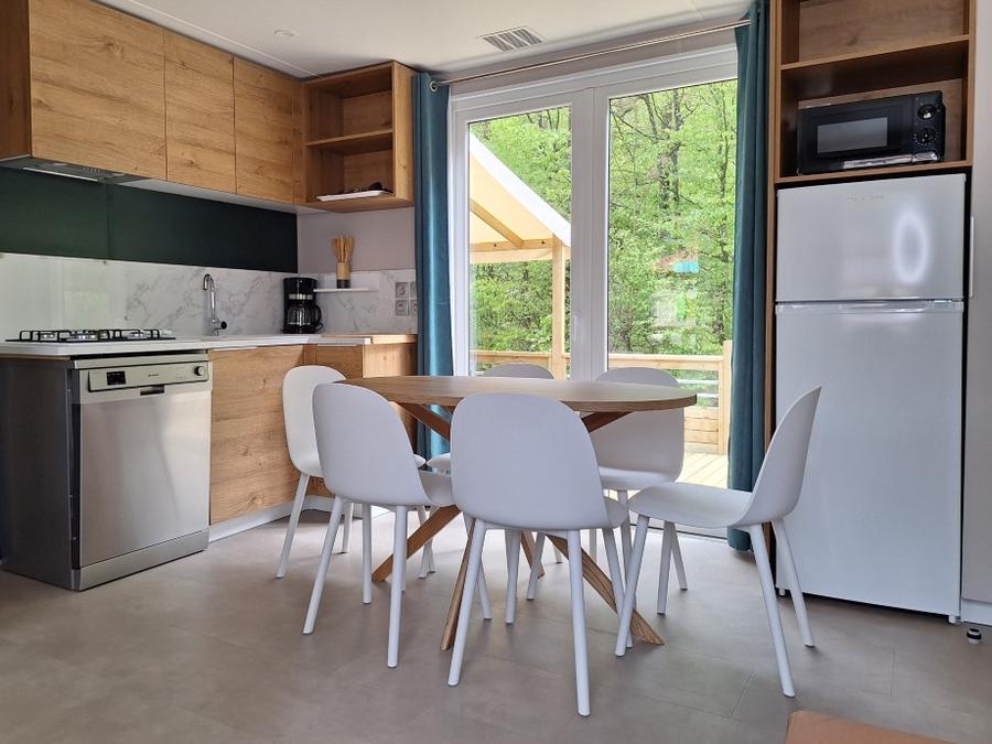 Mobilhome 6 personnes - Cottage Ohara Côté Jardin Premium - 36m² - 3 chambres + Terrasse semi cou + TV + LV + Vue forêt 6 pers 8