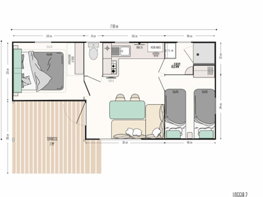 Mobilhome 4 personnes - NEW// Mobil-Home Loggia Confort 32m² - 4 personnes + Terrasse intégrée couverte + TV+ lit160 4 pers 1